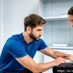 스포츠재활 경력 초보자를 위한 가이드 - A professional sports physiotherapist examining a young adult athlete&rsquo;s injured knee in a modern cli...